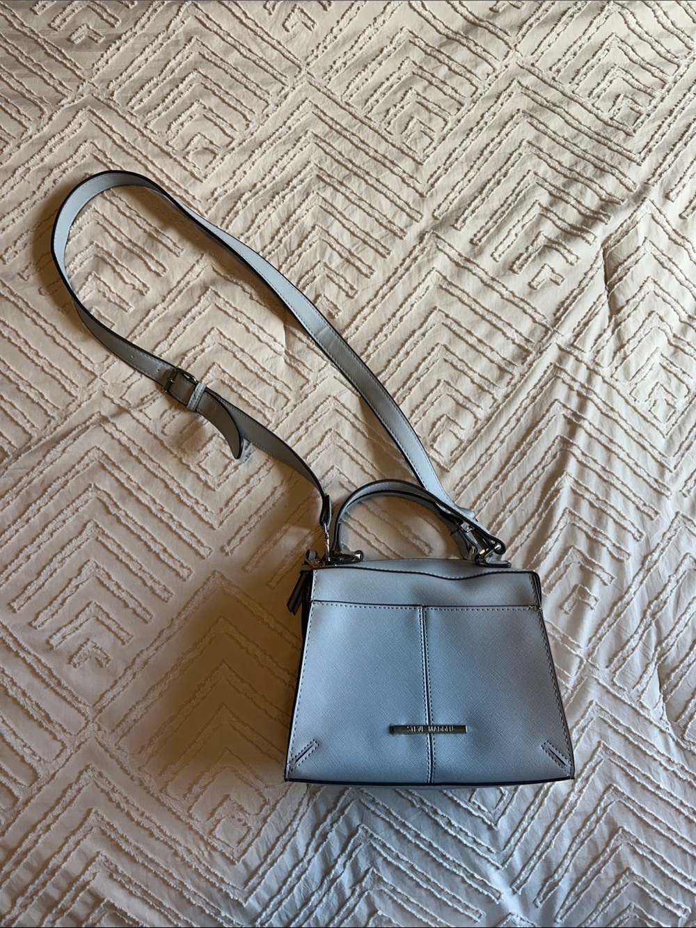 Women’s Light Blue/Gray Structured Crossbody Handbag